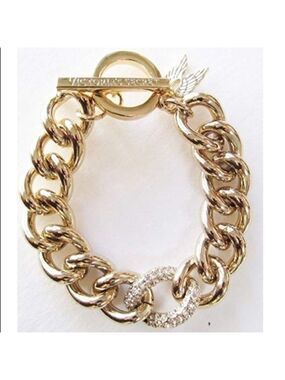VICTORIA’S Secret gold tone chain rhinestone link angel wing bracelet